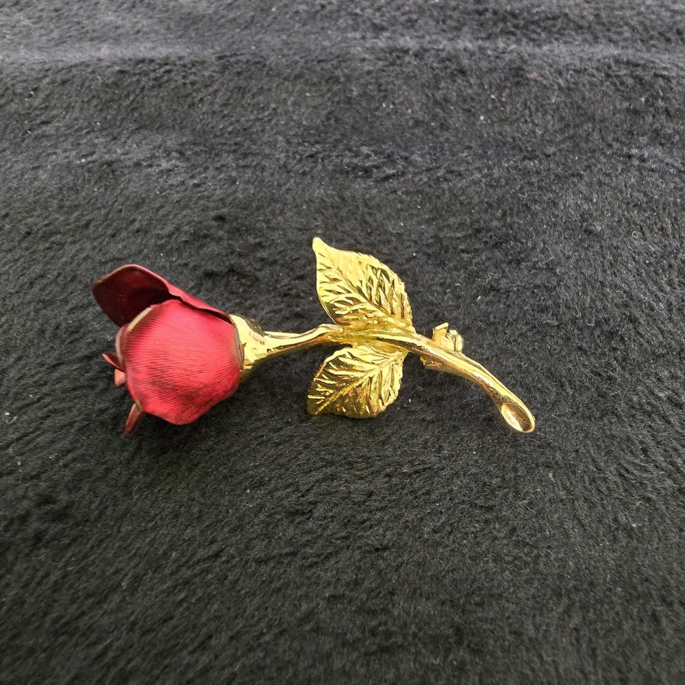 Signed Red Rose Pin